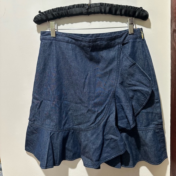 Draper James Ruffle Faux Wrap Chambray Skirt NWOT Size 4 - Picture 3 of 9
